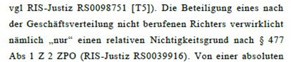 Die relative Nichtigkeit im österreichischen Gerichtsverfahren - Gericht frei von Zweifeln einer Befangenheit