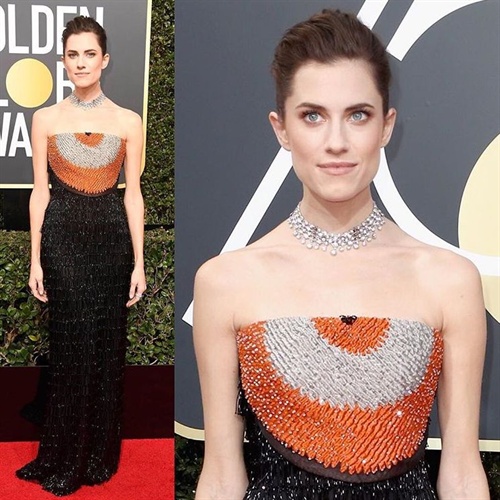 Allison Williams in Armani Prive at Golden Globes